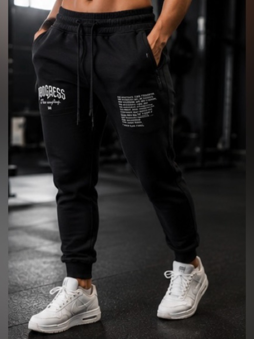 Flag Nor Fail Progress Over Everything Fitted Joggers Black Sweatpants Size SM